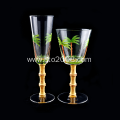 Hand Painted Champagne Glass Palm trees